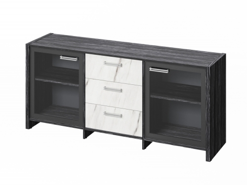 Тумба трехсекционная с 2 дверьми FB-13-02.G. Древесина Графит/Мрамор Леванто белый Тумба трехсекционная с 2 дверьми FB-13-02.G. Древесина Графит/Мрамор Леванто белый