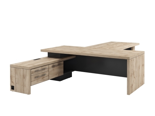 Стол руководителя с опорной тумбой Т-922.1000Л с блоком розеток и брифингом Стол руководителя с опорной тумбой Т-922.1000Л с блоком розеток и брифингом