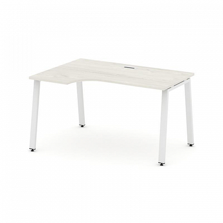 Style Project Стол рабочий эргоном. SN-6A.SPA-002(L) Дуб Наварра/Металл Белый 1580*600/980*750